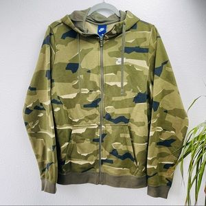 NIKE camo cami zip hoodie crewneck long sleeves military cotton